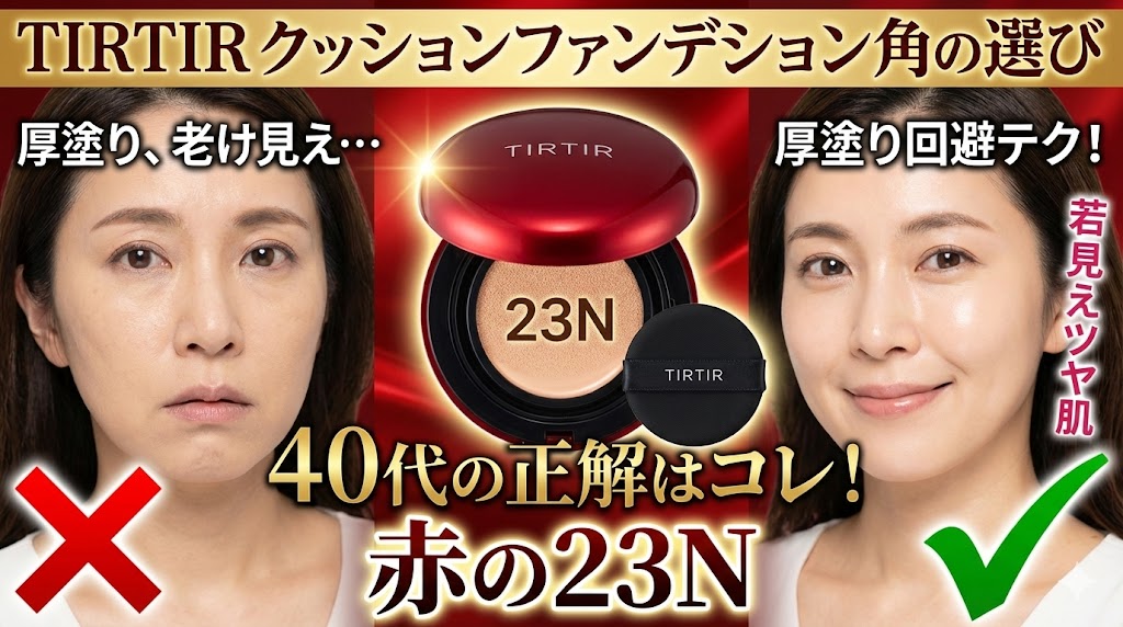 ティルティル クッションファンデ色選び｜40代の正解は「赤の23N」！厚塗り回避テク