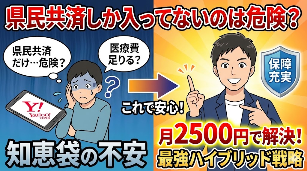 県民共済しか入ってないのは危険?知恵袋の不安を「月2500円」で解決するハイブリッド戦略